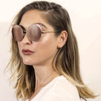 DUBLIN | Women Mirrored Lens Round Cat Eye Sunglasses