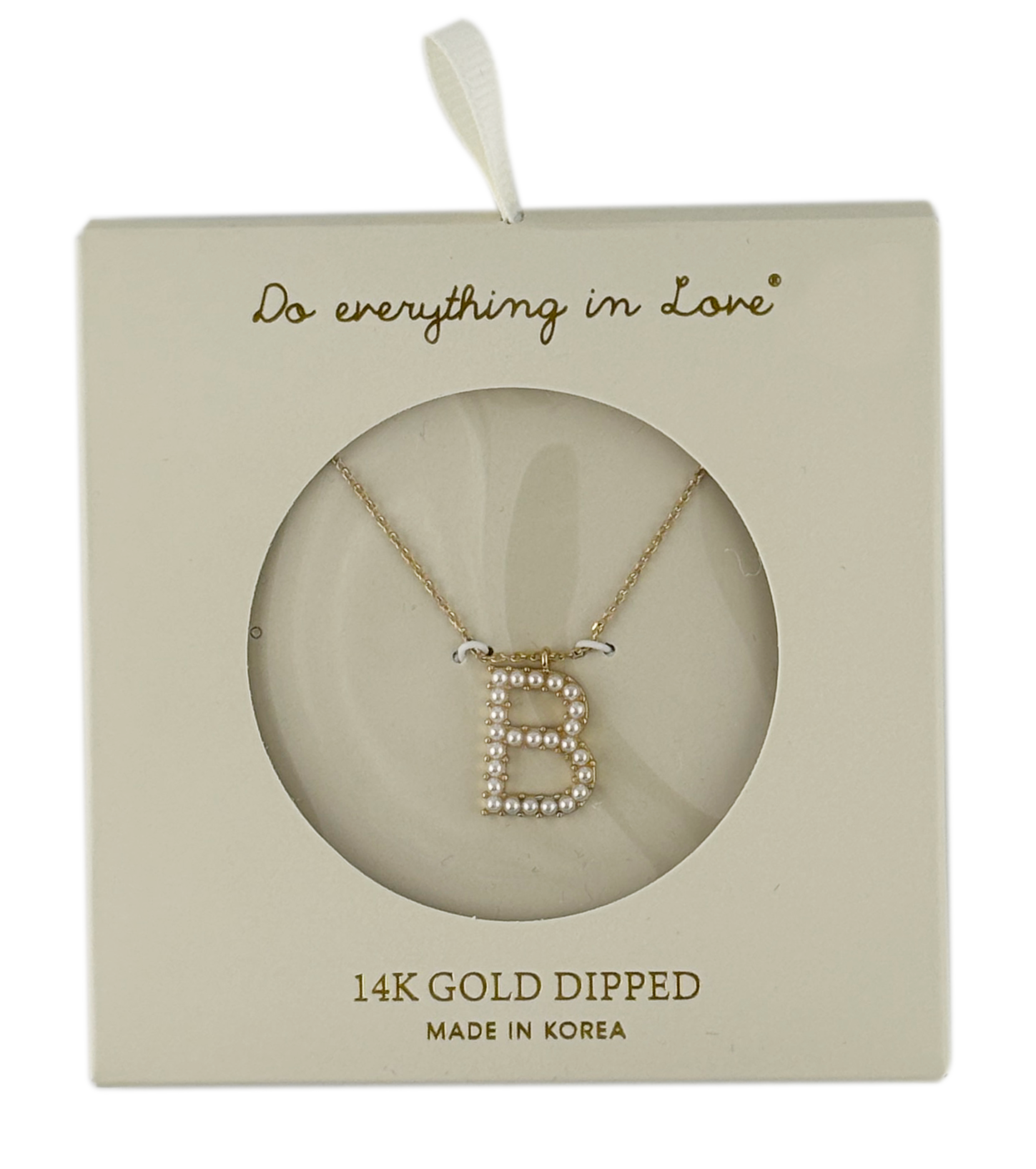 14K Gold Dipped Pearl initial Necklace