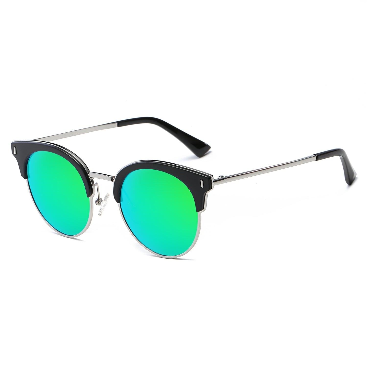 BILOXI | Women Half Frame Round Cat Eye Polarized Sunglasses