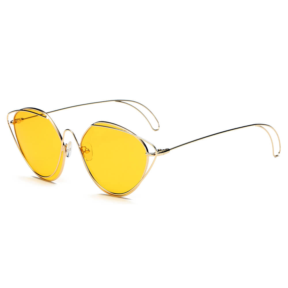 LISLE | Women Fashion Round Wire Art Cat Eye Sunglasses
