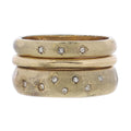 Set of 3, Matte Gold Band, Skinny Shiny Gold Band, Larger Matte Gold Band with Star Crystals Ring