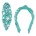 Turquoise Knotted with Various Multi Mint and Turquoise Crystals and Pearls Headband