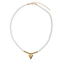 Pearl Beaded Necklace with Gold Heart