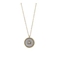 18K Gold Plated O-Shaped Chain Necklace with White Shell Circle with Center Crystal