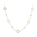 18K Gold Plated O-Shaped Chain Necklace with Clear Crystals & Gold Circles