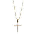 18K Gold Plated Chain Necklace with Pearl Beaded Cross