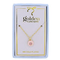 18K Gold Plated Chain Necklace with Pink Circle with Pink Center Crystal