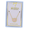 18K Gold Plated Chain Necklace with Pale Pink Oval with Crystal Accents