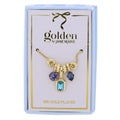 18K Gold Plated Chain Necklace with Blue Toned Crystal Charms