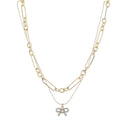 Gold Long and short 2 Layer Chain Necklace with Bow Charm