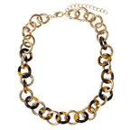 Gold, Tortoise Circle Linked Necklace