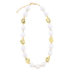 18K Gold Plated Large Gold & Pearl Beaded Necklace