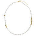 18K Gold Plated Gold,Pearl 4mm, 8mm Beaded Necklace