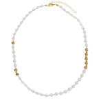 18K Gold Plated Gold,Pearl 4mm, 8mm Beaded Necklace