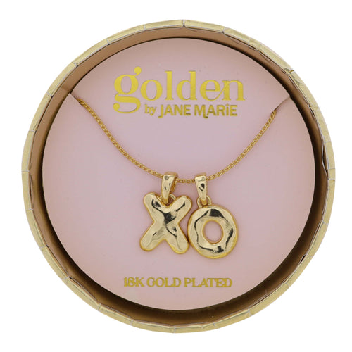 18K Gold Plated Twisted Chain Necklace with "XO"