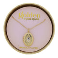 18K Gold Plated Oval Bar Chain Necklace with Gold Locket