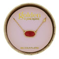18K Gold Plated Cable Chain Necklace with Red Stone