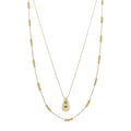 18K Gold Plated 2 Layer Ball & Rolo Chain Necklace with Gold Bubble Teardrop