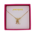 Gold Figaro Chain Necklace with Pink & Black Diamond Crystal, Heart, Pearl