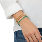 18K Gold Plated Set of 3, May Emerald Beaded Stretch Bracelet