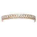 Gold Crystal Two Row, Square & Diamond Bracelet