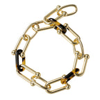 Tortoise, Gold Link Link Clasp Bracelet