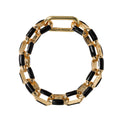 Gold, Black Oval Enamel Chain Spring Link Bracelet