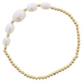 18K Gold Plated Gold Beaded Stretch Bracelet with 5 Pearls