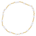 18K Gold Plated Gold, Silver Beaded 2 Silver Pattern Stretch Bracelet