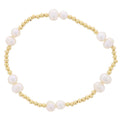 18K Gold Plated Gold Beaded 2 Pearl Pattern Stretch Bracelet