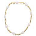 18K Gold Plated Gold, Pearl Beaded Uniform Pattern Stretch Bracelet