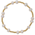 18K Gold Plated Gold, Pearl Beaded Stretch Bracelet
