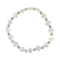 Moonstone, Gold Quatrefoil Beaded Stretch Bracelet