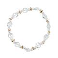 Clear, Pearl, Gold Circle Beaded Stretch Bracelet