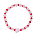 Light Pink, Red Faceted Beaded Stretch Bracelet with Pink Heart
