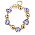 Lavender, Gold Heart Link Toggle Bracelet