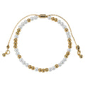 18K Gold Plated Pearl, Gold 3, 2, 1 Pattern Small Beaded Bracelet