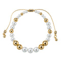 18K Gold Plated Pearl, Gold Increasing Size Pattern Medium Beaded Bracelet