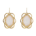Artisan Shape Earring with White Resin Oval
