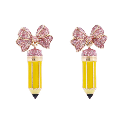 Bow Post Earring with Yellow Pencil