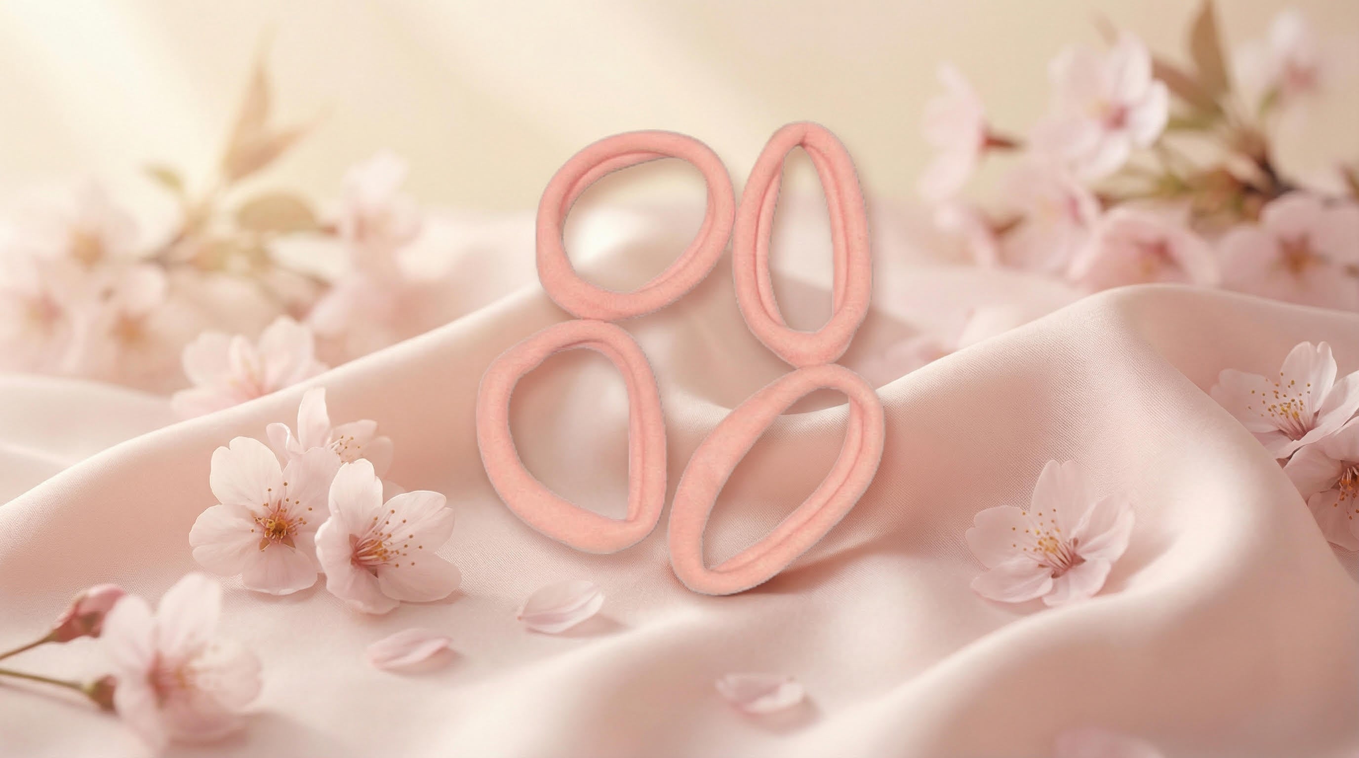 Light Pink Fabric Elastic Hair Band. Pack of 8