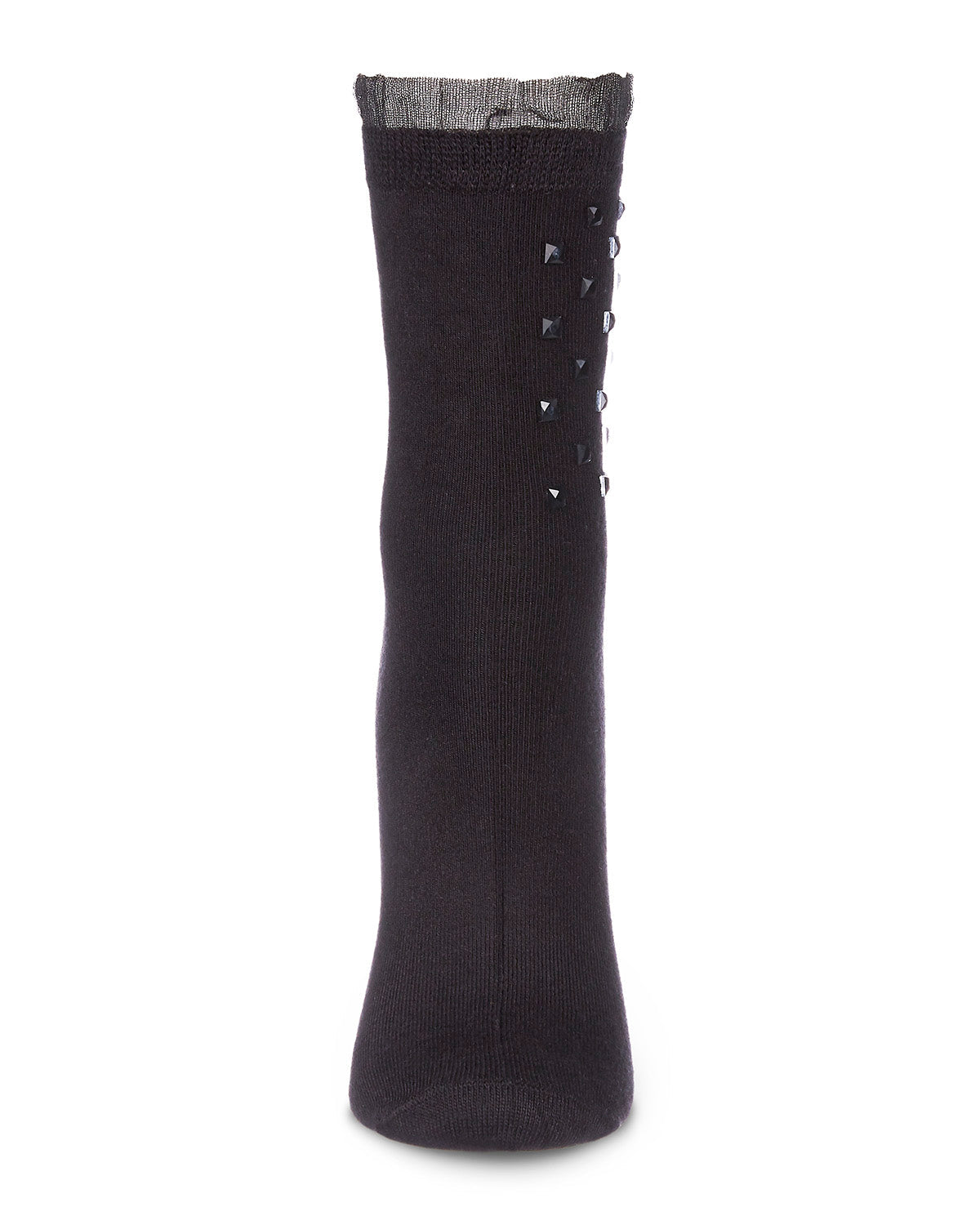 Women's Punk Rock Studded Bamboo Blend Fashion Crew Sock