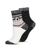 2 Pairs Women's Fairisle Border Cloud Soft Crew Socks