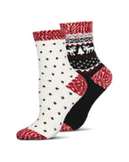 2 Pairs Women's Fairisle Border Cloud Soft Crew Socks