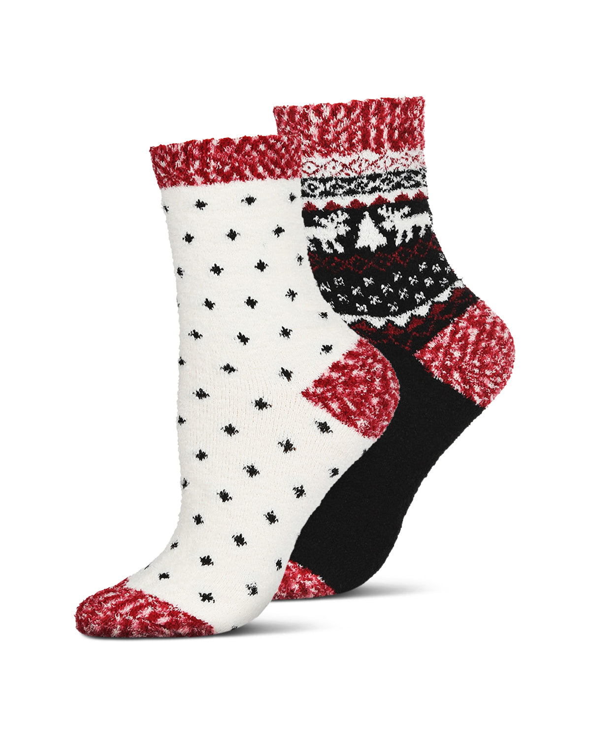 2 Pairs Women's Fairisle Border Cloud Soft Crew Socks