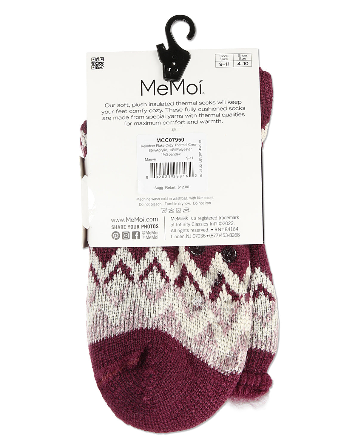 Women's Reindeer Flake Cozy Warm Thermal Crew Socks