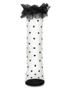 Women's Polka Dot Ruffle Lace Cuff Sheer Crew Socks