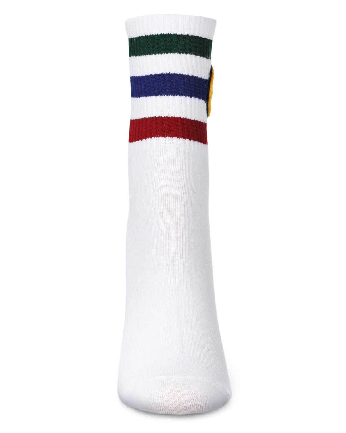Women's Smiley Terry Patch Stripe Crew Socks