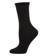 Women's Solid Soft Flat Knit Cashmere Blend Crew Sock