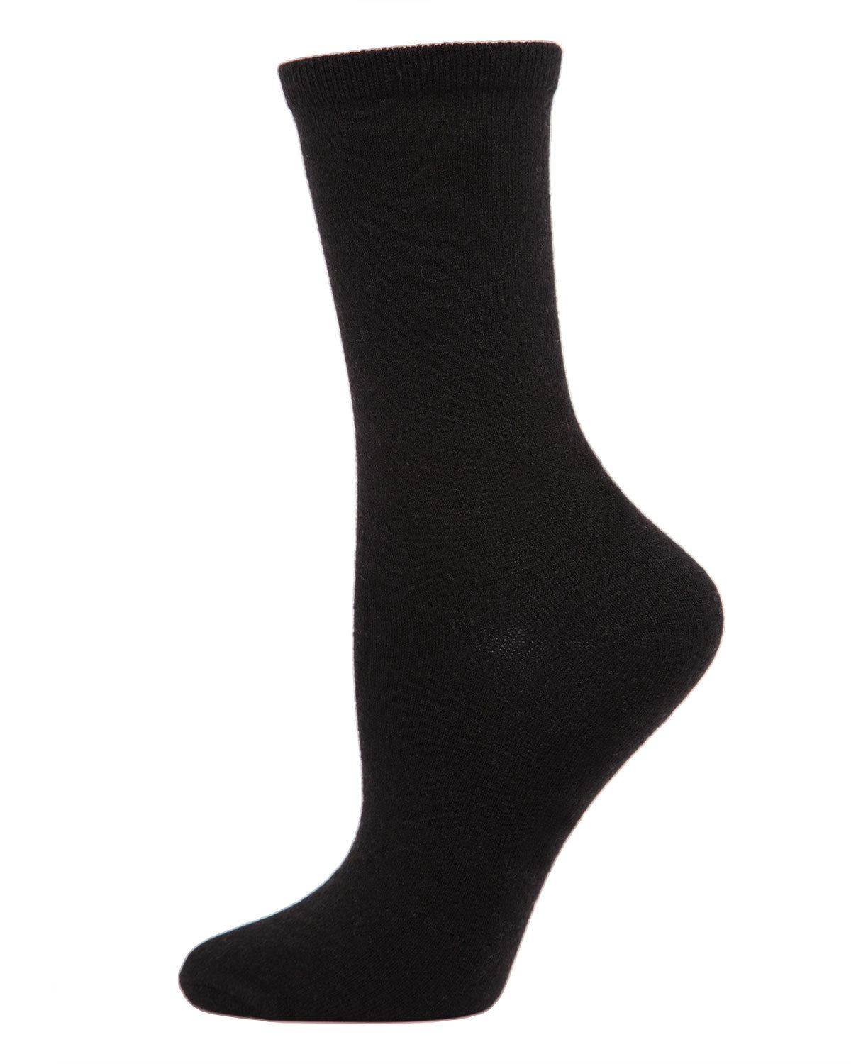 Women's Solid Soft Flat Knit Cashmere Blend Crew Sock